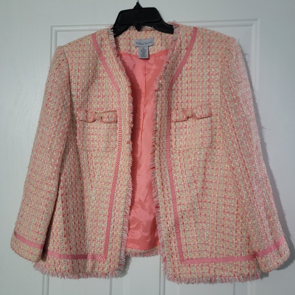 Madison Studio Pink Blazer Structured Knit Jacket - Picture 1 of 7